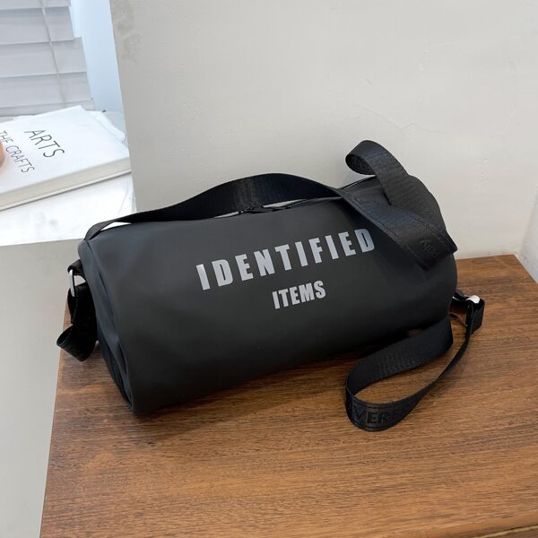 

Large Capacity Letter Graphic Nylon Crossbody Bag, Black