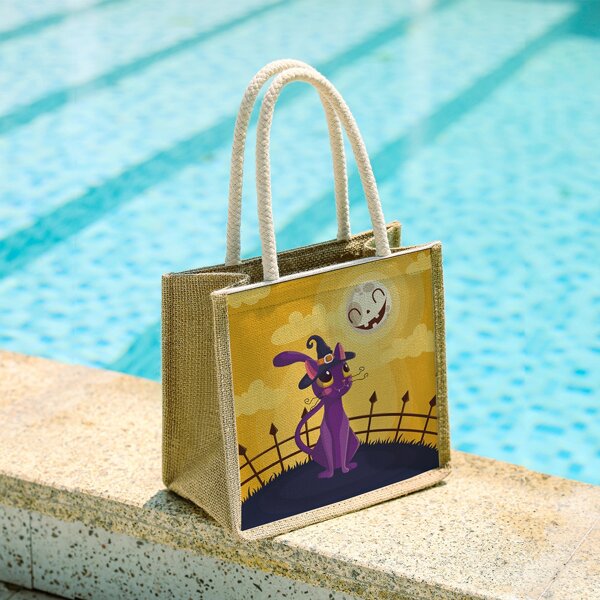 

Halloween Graphic Linen Shopper Bag, Multicolor