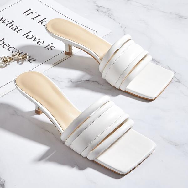 

Minimalist Low Heeled Mules, White