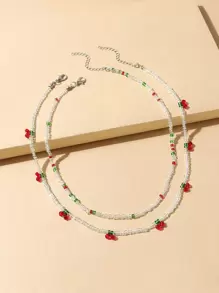 件裝兒童甜美樹脂項鍊，女孩多功能可愛配件 - 彩色 - 查看 1