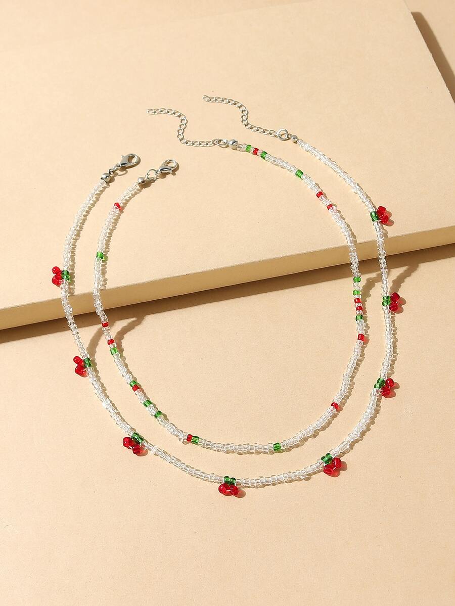 件裝兒童甜美樹脂項鍊，女孩多功能可愛配件 - 彩色 - 查看 1