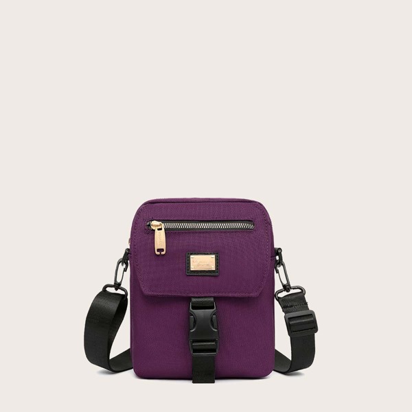 

Release Button Metal Patch Square Bag, Purple
