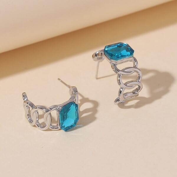 

Zircon & Chain Decor Earrings, Multicolor