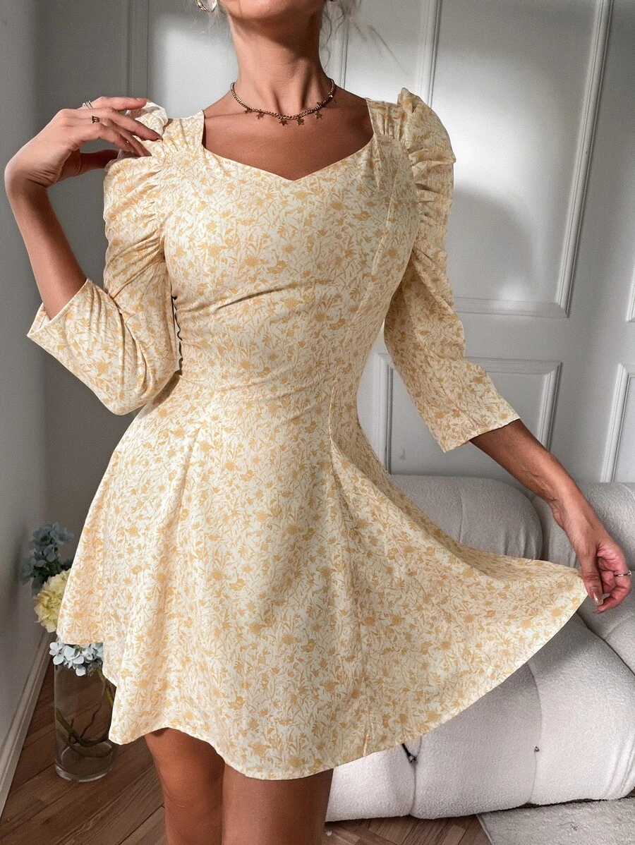 Đầm Họa tiết hoa Boho - Màu vàng - Xem 1