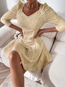 Đầm Họa tiết hoa Boho - Màu vàng - Xem 4