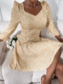 Đầm Họa tiết hoa Boho - Màu vàng - Xem 5