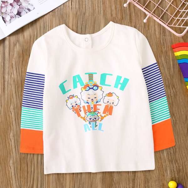 

Toddler Boys Cartoon & Letter Graphic Tee, White