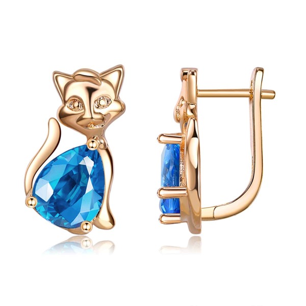 

Серьги-кольца 14K позолоченный в форме кошки, Синий