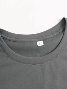 Manfinity Camiseta con estampado de letra y águila - Gris Oscuro - Ver 7