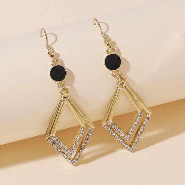 

Rhinestone Decor Geometric Drop Earrings, Gold