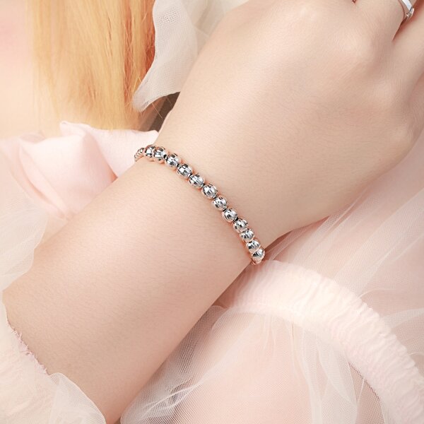 

Round Ball Beaded Bracelet, Silver