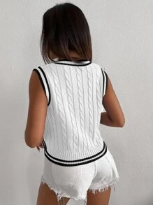 Chiquease Cable Knit Sweater Vest - White - View 2
