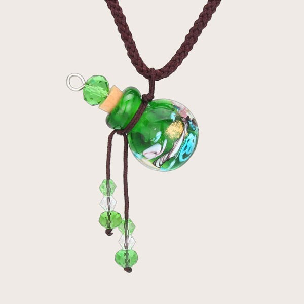 

Glass Bottle Braided Necklace, Multicolor