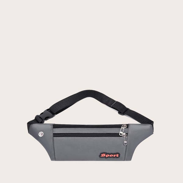 

Men Letter Patch Zip Front Fanny Pack, Grey