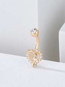 铜方晶锆石心形装饰肚脐环，男女皆宜，朋克穿孔，时尚身体珠宝礼物，适合任何场合情人节、妈妈、母亲、母亲节、礼物