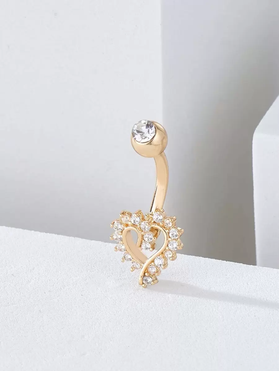 铜方晶锆石心形装饰肚脐环，男女皆宜，朋克穿孔，时尚身体珠宝礼物，适合任何场合情人节、妈妈、母亲、母亲节、礼物