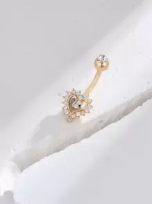 铜方晶锆石心形装饰肚脐环，男女皆宜，朋克穿孔，时尚身体珠宝礼物，适合任何场合情人节、妈妈、母亲、母亲节、礼物