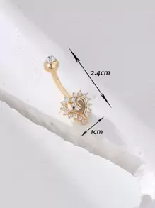 铜方晶锆石心形装饰肚脐环，男女皆宜，朋克穿孔，时尚身体珠宝礼物，适合任何场合情人节、妈妈、母亲、母亲节、礼物