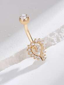铜方晶锆石心形装饰肚脐环，男女皆宜，朋克穿孔，时尚身体珠宝礼物，适合任何场合情人节、妈妈、母亲、母亲节、礼物