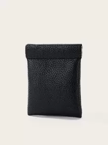 Hộp đựng tiền xu in nổi Litchi - màu đen - Xem 2