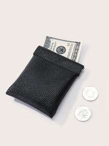 Hộp đựng tiền xu in nổi Litchi - màu đen - Xem 5