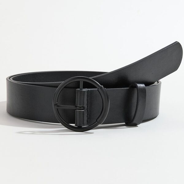 

Round Buckle Belt With Punch Tool, Black