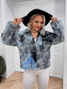 Eilly Bazar Tie Dye Drop Shoulder Coat - Multicolor - View 5