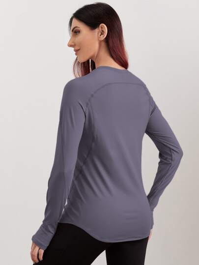 Breathable Sports Long Sleeve Tee With Thumb Holesworkout Tank Top
