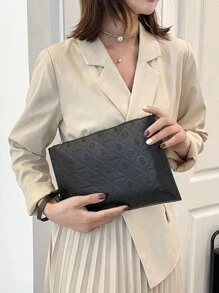 Geo Graphic Clutch Bag - Black - View 2