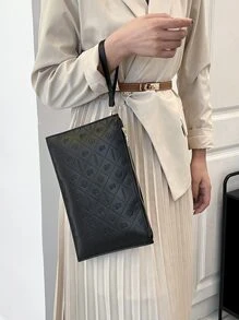 Geo Graphic Clutch Bag - Black - View 6