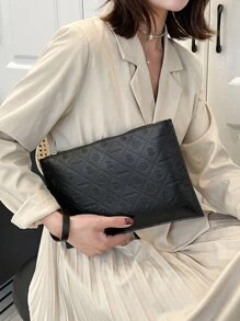 Geo Graphic Clutch Bag - Black - View 8