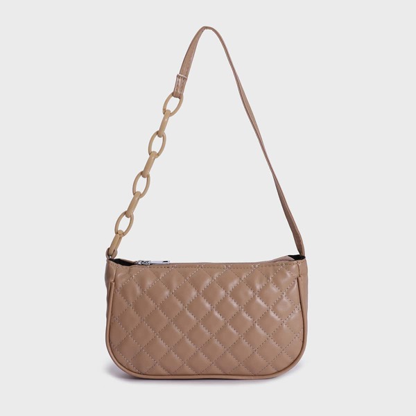 

Quilted Baguette Bag, Khaki