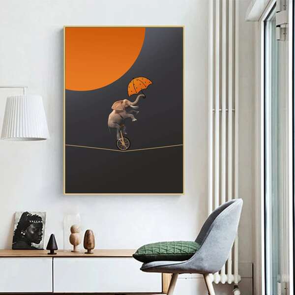 

Elephant Print Unframed Painting, Multicolor