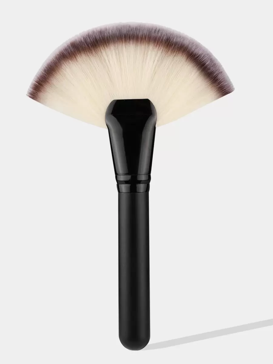 1支扇形轮廓刷 专业面部高光化妆刷 柔软化妆工具，粉底刷，遮瑕刷，腮红刷，修容刷，腮红刷，古铜粉刷，散粉刷，粉底刷，腮红刷 - 黑色 - 查看 1