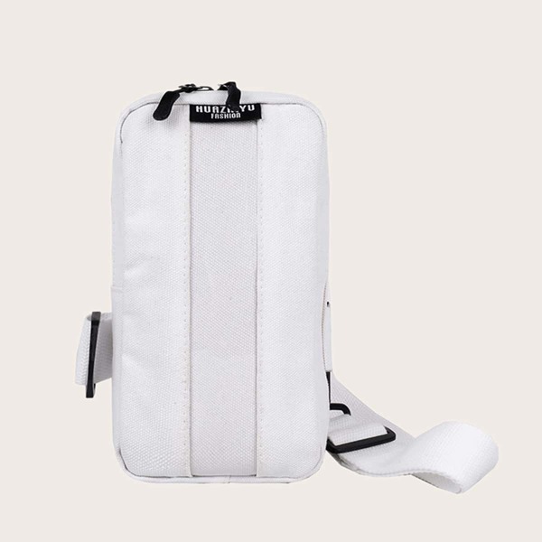 

Minimalist Letter Patch Sling Bag, White