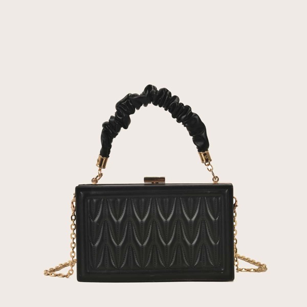 

Minimalist Textured Box Bag, Black