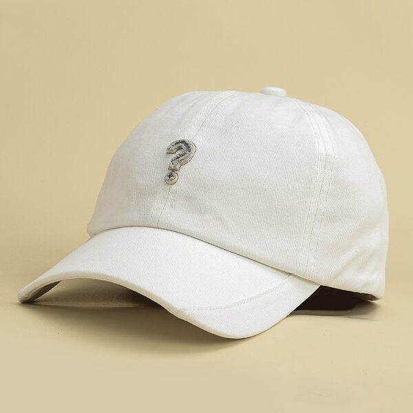 

Men Question Mark Decor Baseball Cap, White