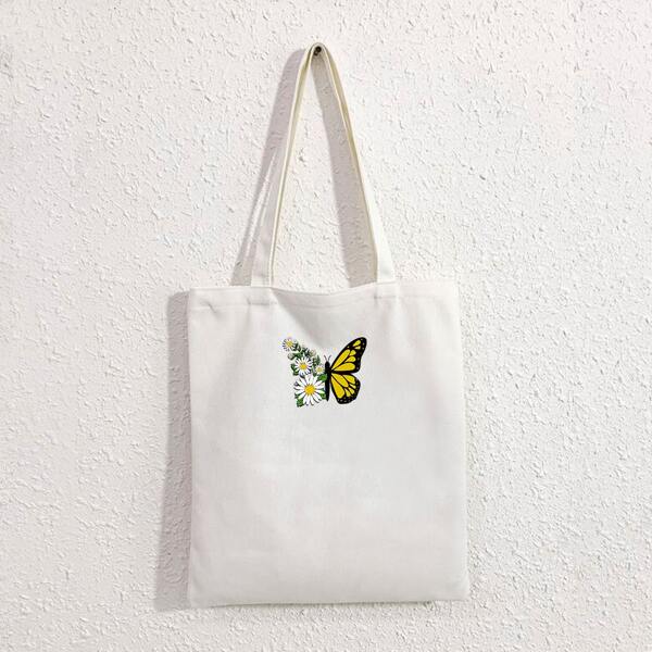 

Butterfly Graphic Shopper Bag, White