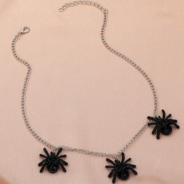 

Halloween Spider Charm Necklace, Black