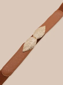 葉子設計搭扣腰帶 - 駝色 - 查看 3