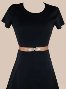 葉子設計搭扣腰帶 - 駝色 - 查看 4