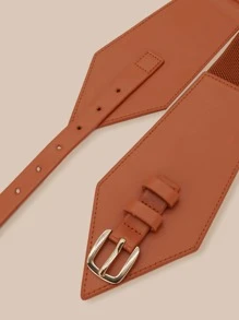 Cinturón ancho con hebilla metálica - Marrón - Ver 5