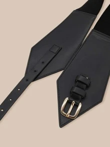 金属扣宽腰带 万圣节 夏季，学校 - 黑色 - 查看 4