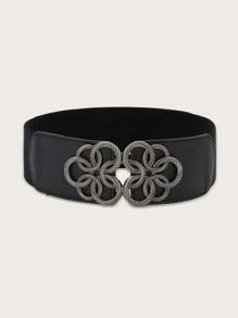 Cinturón ancho con hebilla metálica - Negro - Ver 1