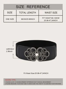 Cinturón ancho con hebilla metálica - Negro - Ver 2