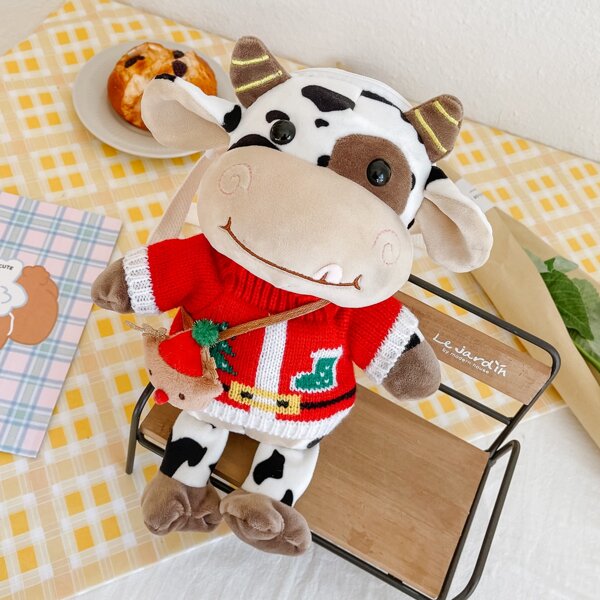 

Girls Cartoon Cow Design Crossbody Bag, Multicolor