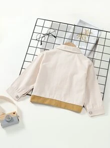 Niñas Cazadora de color combinado con bolsillo con solapa con botón - Multicolor - Ver 2