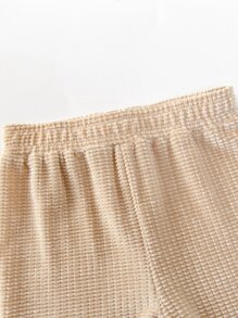 Baby Velvet Ruffle Lettuce Trim Top With Trousers - Khaki - View 8