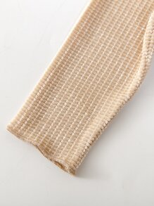 Baby Velvet Ruffle Lettuce Trim Top With Trousers - Khaki - View 7