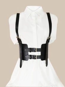 Thắt lưng khóa kim loại Steampunk cho áo khoác và váy trang phục Gothic Halloween - màu đen - Xem 3